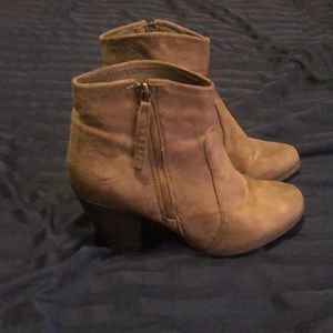 Taupe Booties with side zipper